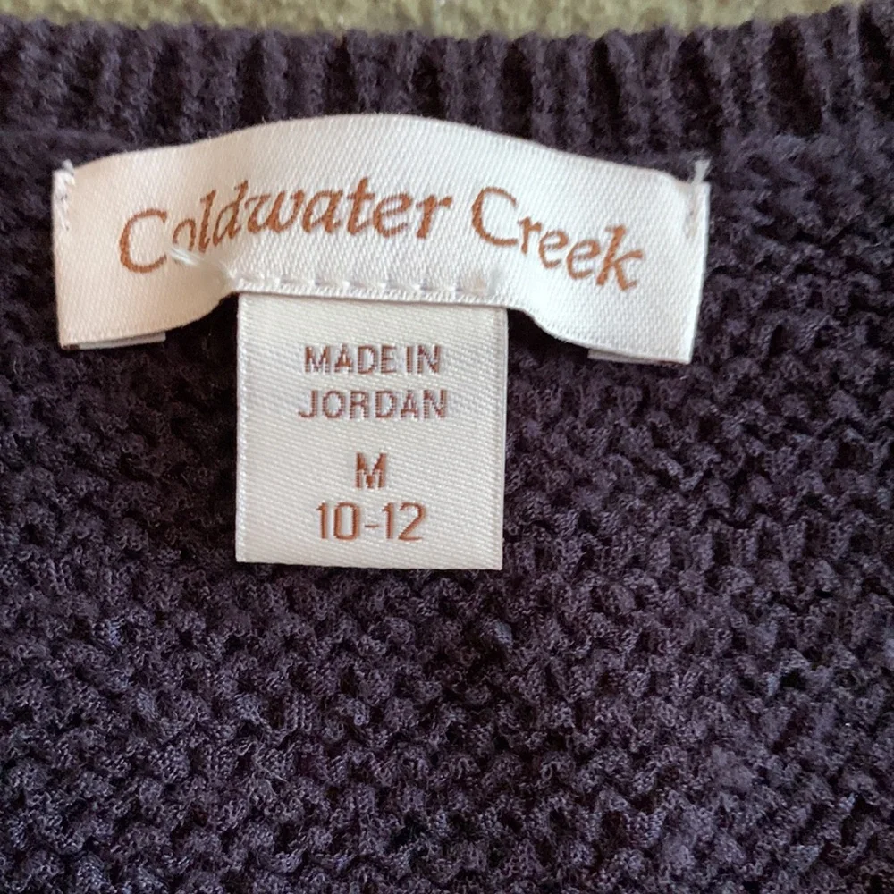 Coldwater Creek sleeveless purple sweater. Size Medium. Ruffled bottom edge. - Picture 2 of 4